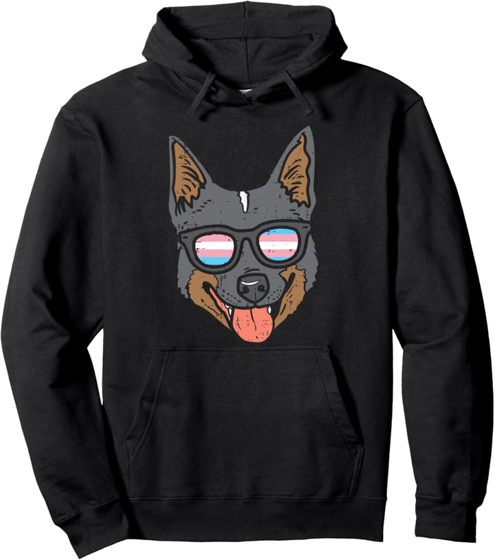 Heeler Transgender Sunglasses Trans Pride Flag Cattle Dog Pullover Hoodie