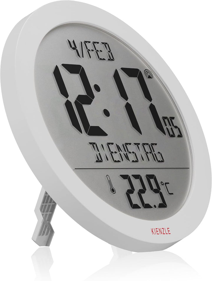 Kienzle DCF Funkwanduhr 18,7 cm mit Innentemperatur weiss