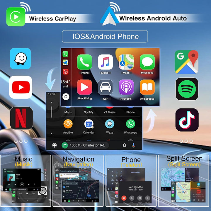 SCUMAXCON 7 Zoll 8-Core Advanced DSP kabellos CarPlay Android Auto Autoradio Android13 2+32 GB IPS 4