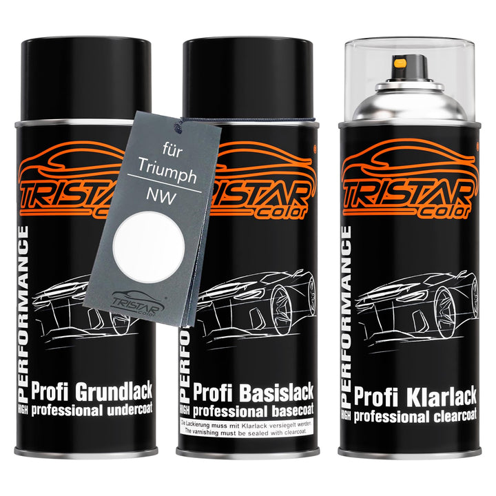 TRISTARcolor Motorradlack Spraydosen Set für Triumph NW Crystal White Grundlack Basislack Klarlack S