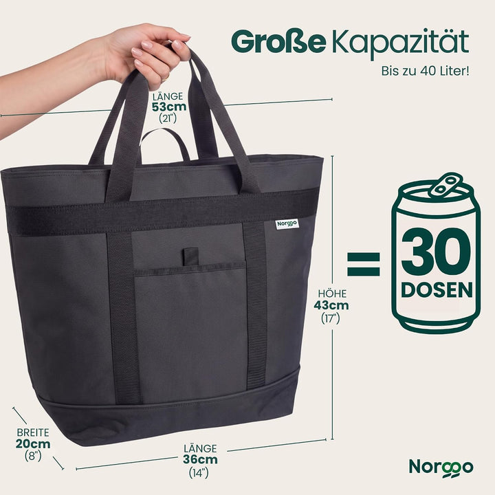 Kühltasche Gross 40L Faltbar - Isoliertasche für Strand und Camping