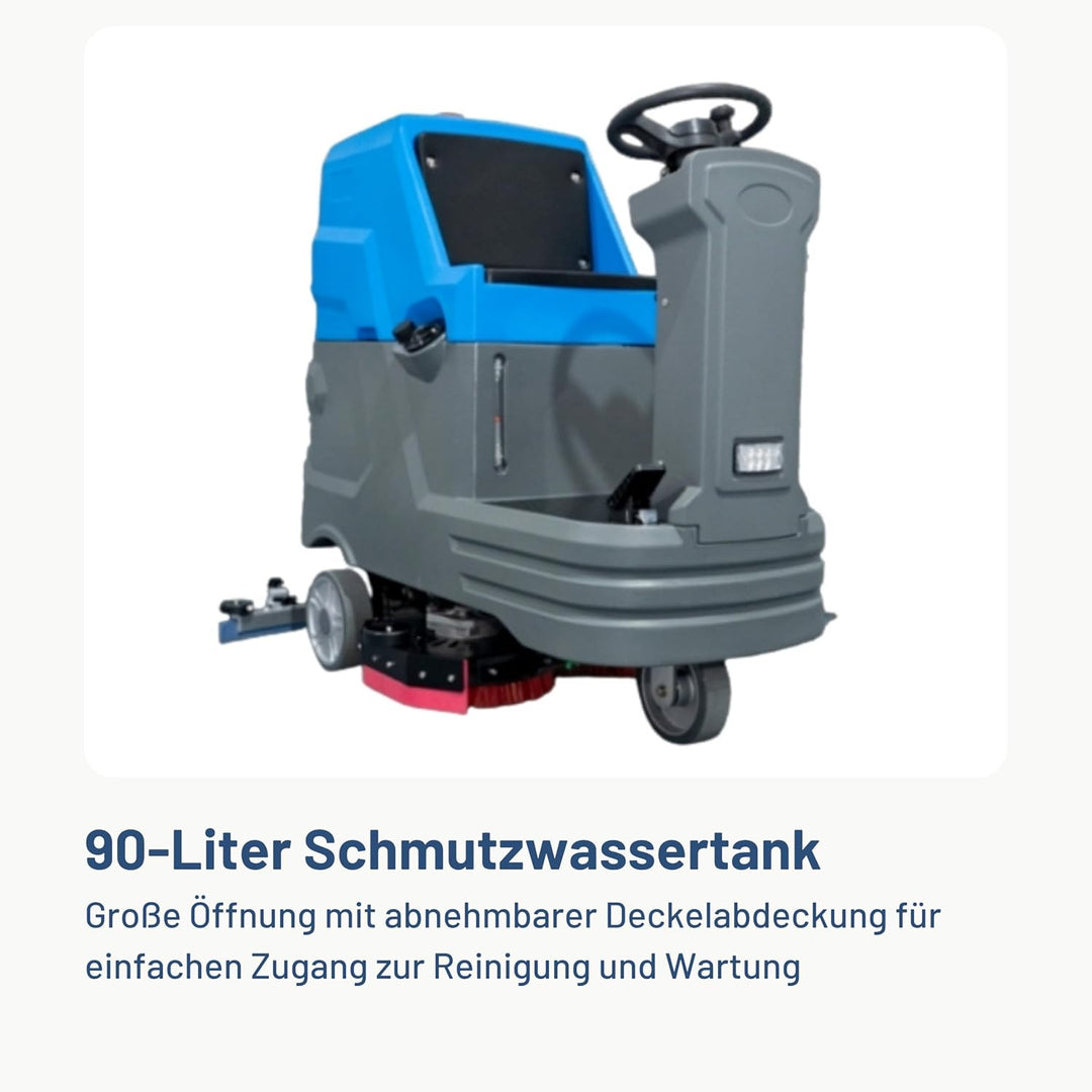 Pallit Aufsitz-Scheuersaugmaschine Akku – Bodenreinigungsmaschine 580 mm Arbeitsbreite, 4.100 m²/h,