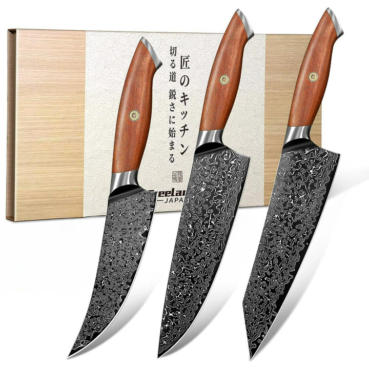 Freelander Küchenmesser Set 3-teilig Professionelle, Japanisches Kochmesser 34.1cm, 34.1cm