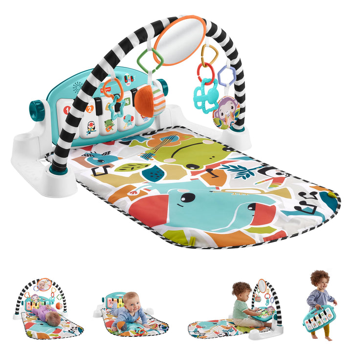Fisher-Price Kontrast Kick &amp; Play Pianospieldecke für Babys, Spielspass Pianospieldecke, tragbares M