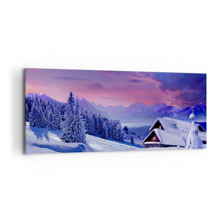Wandbilder Dekoration Wohnzimmer Winter Landschaft Frost Schnee Panorama Bilder auf Leinwand 120x50c