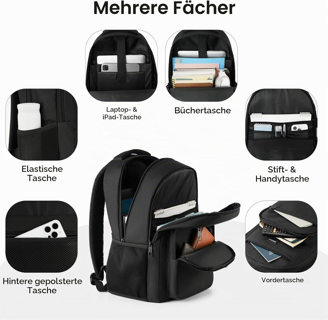 YAMTION Rucksack Herren, Schulrucksack Teenager, 17,3 Zoll Laptop Rucksack, Laptop Backpack, Rucksac