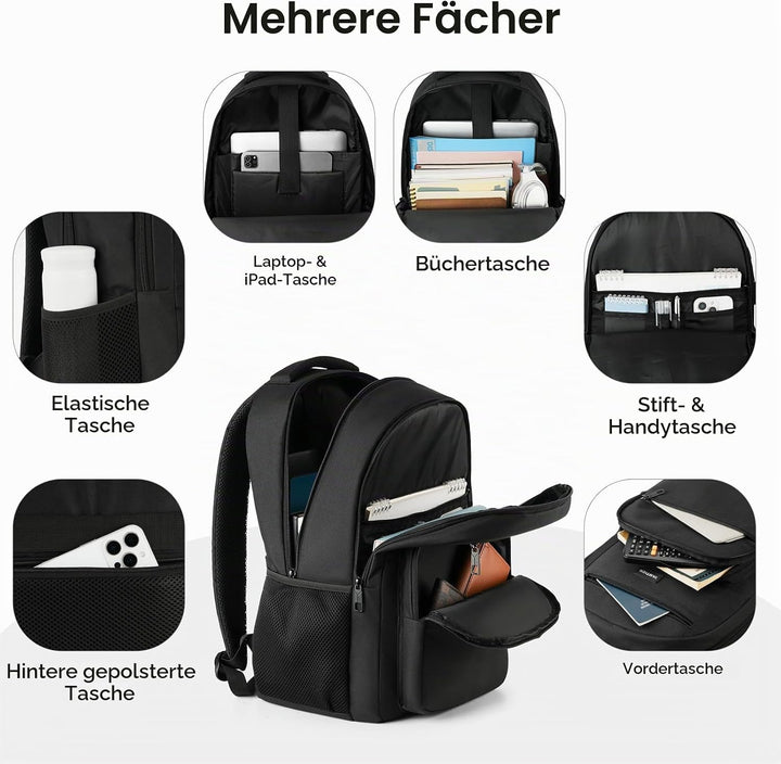 YAMTION Rucksack Herren, Schulrucksack Teenager, 17,3 Zoll Laptop Rucksack, Laptop Backpack, Rucksac