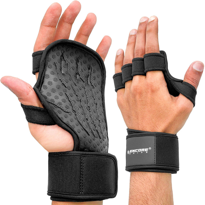 Griffpolster Kraftsport Herren &amp; Damen – Fitness Handschuhe Alternative offen, 3D Gummi Antirutschfl