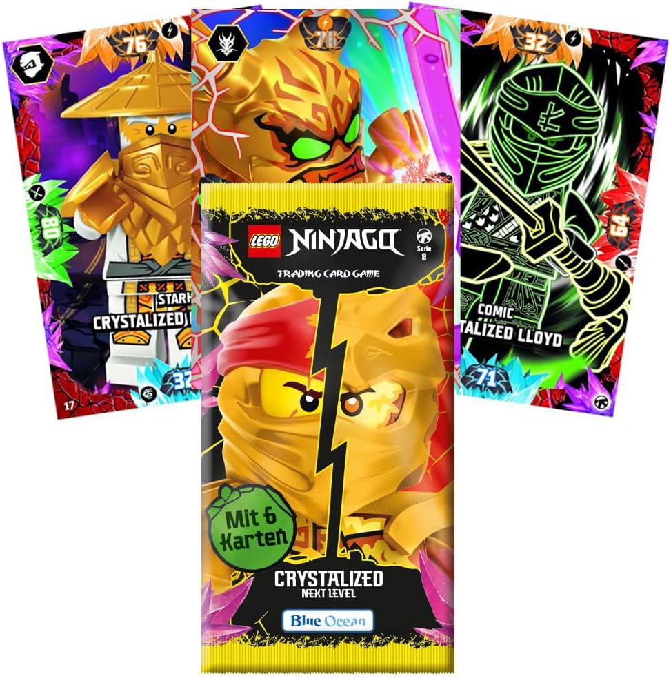 Bundle mit Lego Ninjago Serie 8 Next Level Trading Cards - 1 Starter + Exklusive Collect-it Hüllen,
