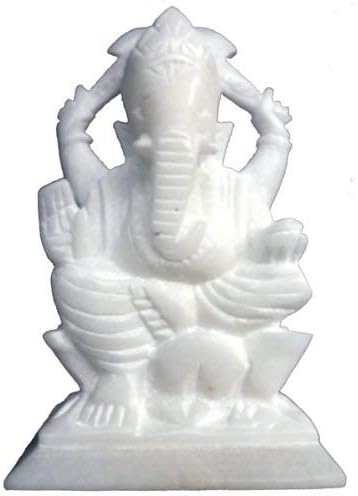 StonKraft White Stone Marble Ganesh Ganesha Ganpati Ganapati Vinayaka Murti Idol for Daily Pooja Puj