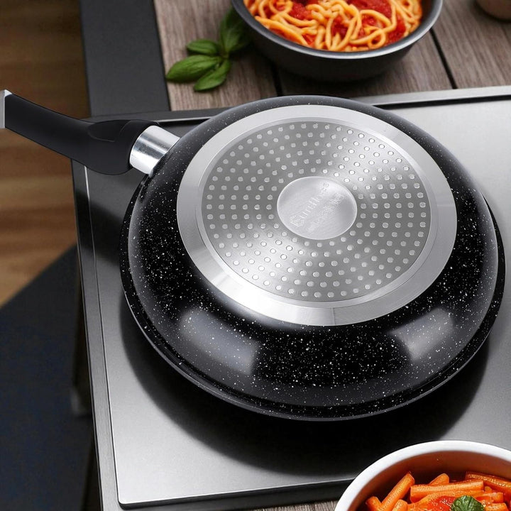 EliteHoff Pfannenset Induktion 4-teilig, Bratpfannenset (20/24/28 cm) + crepe pfanne 24 cm, Induktio