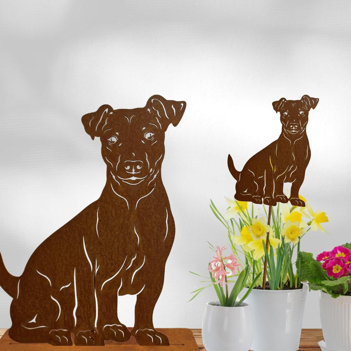 Terma Stahldesign Edelrost Hund Jack Russell Terrier, Handmade Germany, tolle gartendeko aus Rost-Me