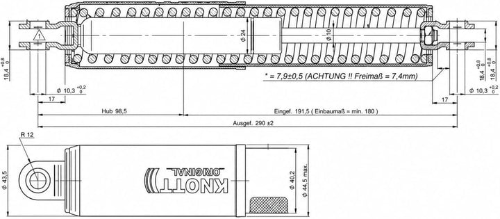 Knott KF-GF1 Gasfeder Handbremshebel Auflaufvorrichtung