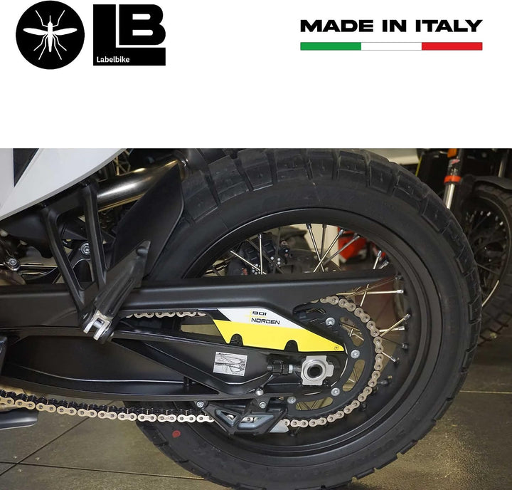 labelbike - 3D Aufkleber Riemenschutz - Motorrad-Hinterradschwinge kompatibel mit Husqvarna Norden 9