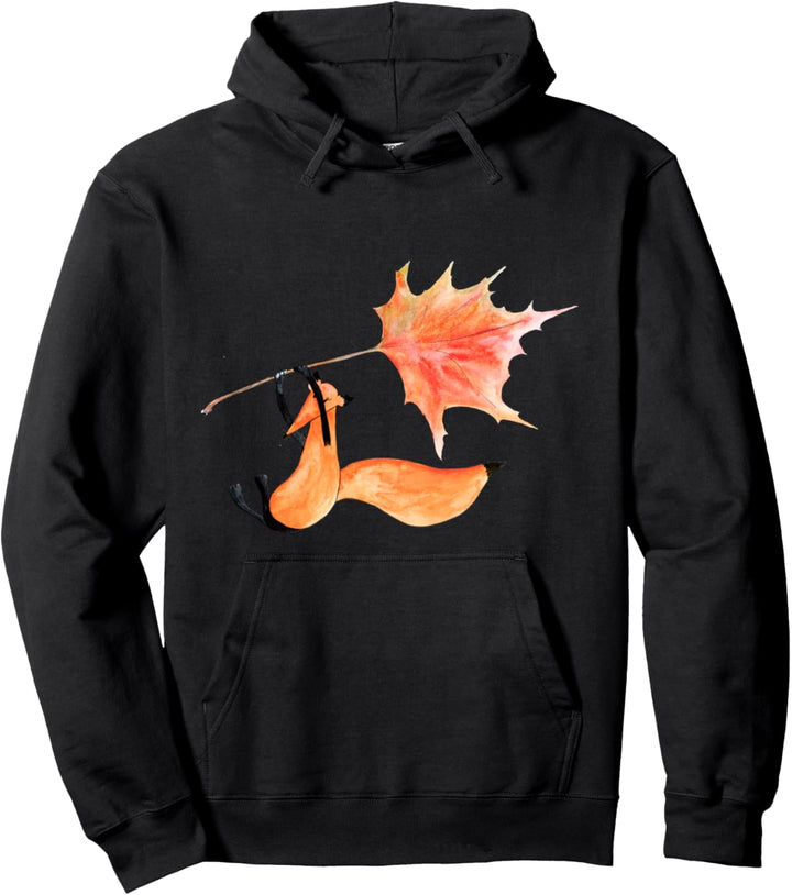 Fliegender Fuchs mit Ahornblatt als Gleitschirm Pullover Hoodie