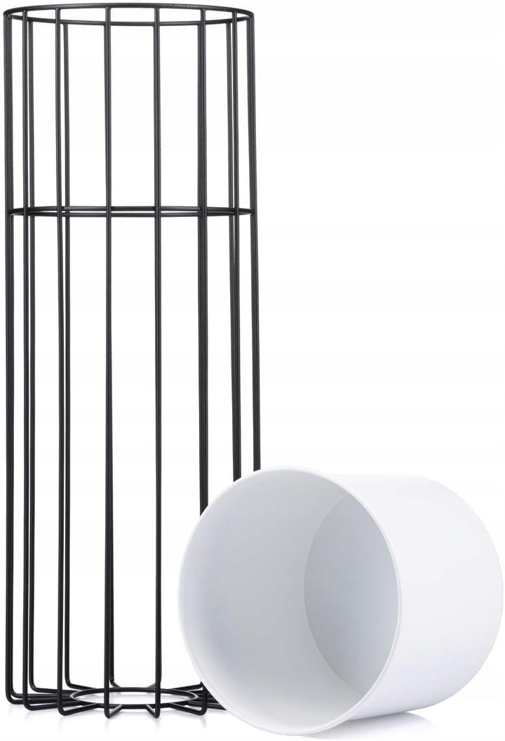 HowHomely Moderne Blumenständer Metall 55 cm Hoch mit Weiss Blumentopf Rund 19 cm Ø auf Robuste Schw