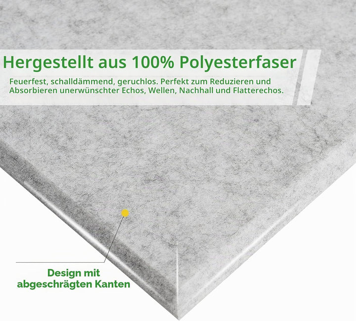 Akustikpaneele Selbstklebend, Acoustic Panel, 18 Stück, 30x30x1 cm 18 Stück Silbergrau, 18 Stück Sil
