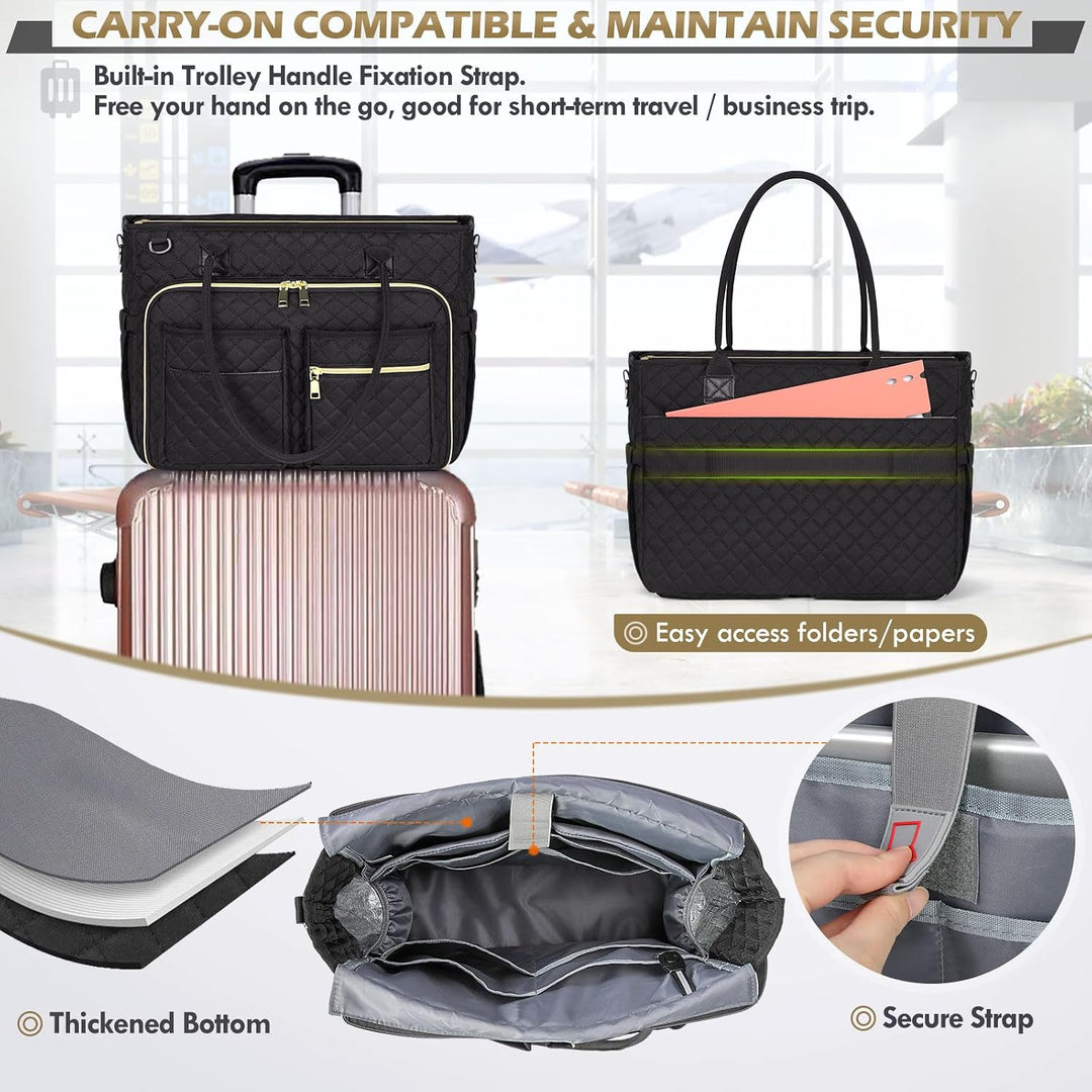 RAINSMORE Lehrertasche 15.6 Zoll Laptoptasche Aktentasche Damen Schwarz 15.6 Zoll, Schwarz 15.6 Zoll