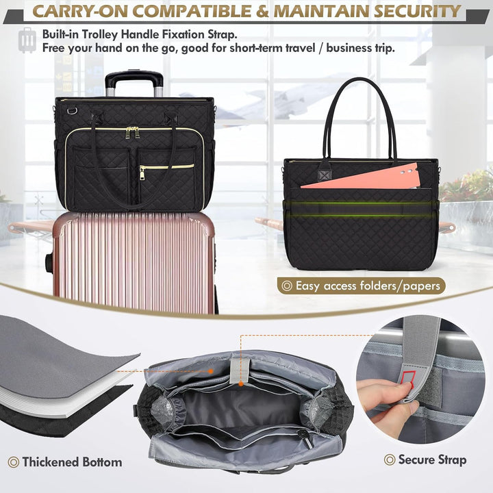 RAINSMORE Lehrertasche 15.6 Zoll Laptoptasche Aktentasche Damen Schwarz 15.6 Zoll, Schwarz 15.6 Zoll