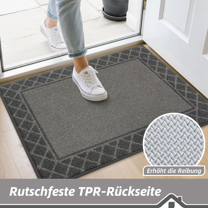 BEQHAUSE Schmutzfangmatte, TPR rutschfest, Polyester, Grau, 90x150cm 90 x 150 cm Kohlgrau, 90 x 150
