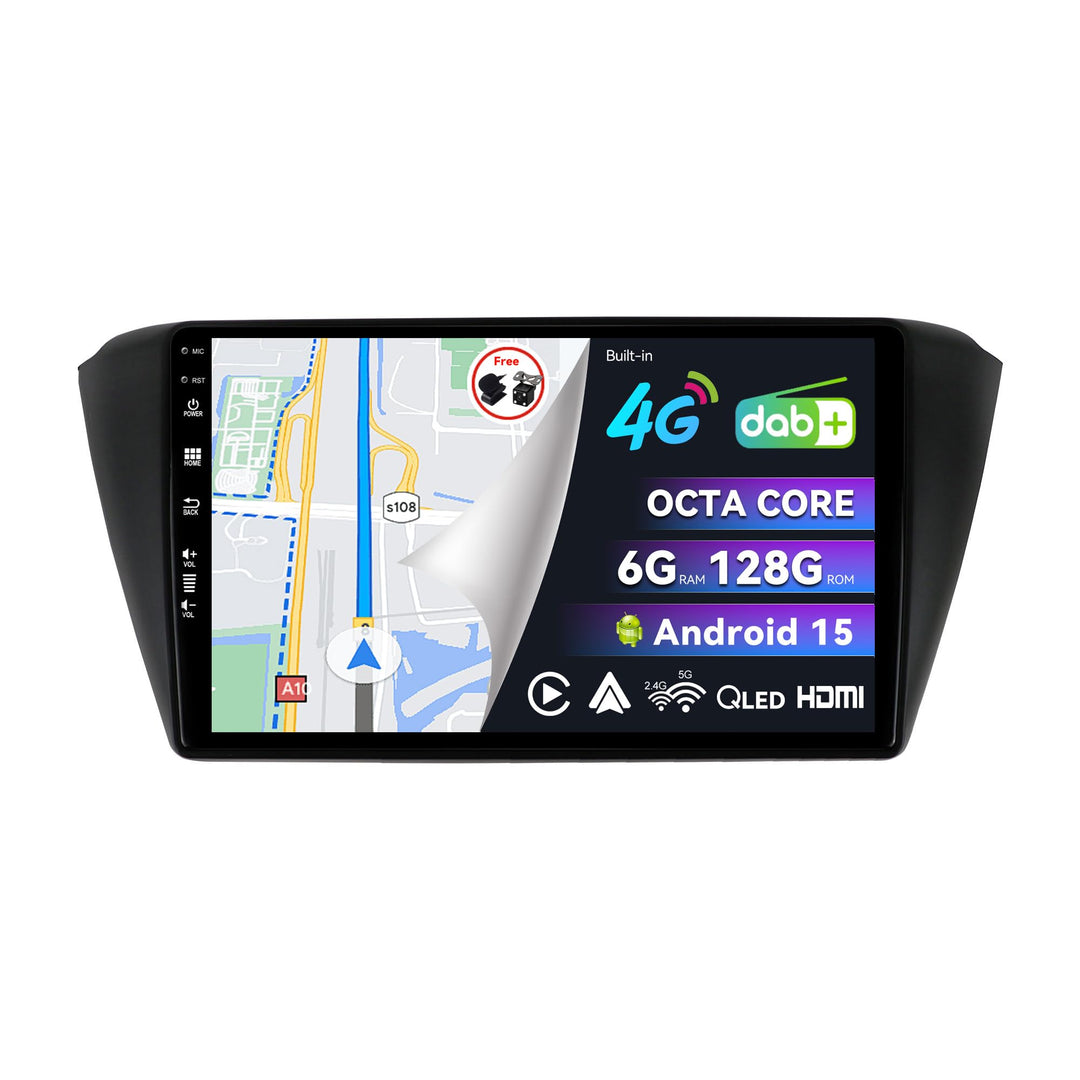 Eingebaut 4G &amp; DAB | Android 15 QLED Autoradio für VW Skoda Fabia (2015-2019) | 6G+128G | Carplay An