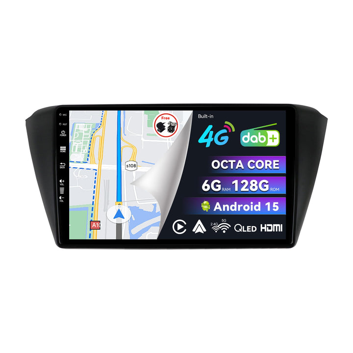 Eingebaut 4G &amp; DAB | Android 15 QLED Autoradio für VW Skoda Fabia (2015-2019) | 6G+128G | Carplay An