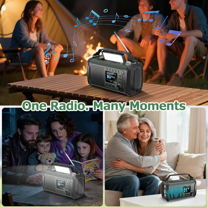 27000mAh DAB/DAB+ Notfallradio mit Kurbel, Solar &amp; USB Laden, Bluetooth 5.3, Powerbank-Funktion, SOS
