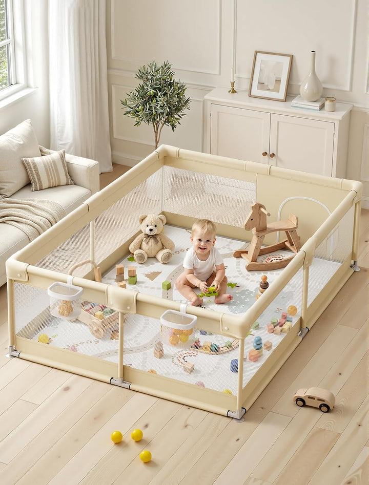 XXL Laufstall Baby mit Matratze 150x180cm für sicheres Spielen