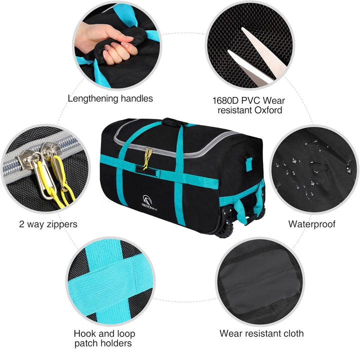 REDCAMP Reisetasche mit Rollen, 85 l, gross, faltbar, Reisetasche mit Rollen 85 L, Schwarz (Klein),