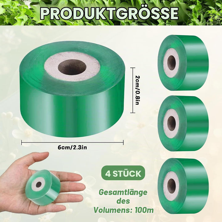4 Rollen Pfropfband, 120M x 2CM, dehnbares Baumpfropfband, Pflanzenreparaturband, für Knospen, Pflan