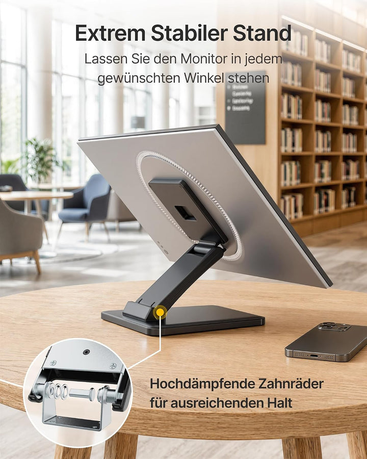 monTEK portabler Monitorständer für 17–27 Zoll Touchscreens, POS &amp; Mini PC
