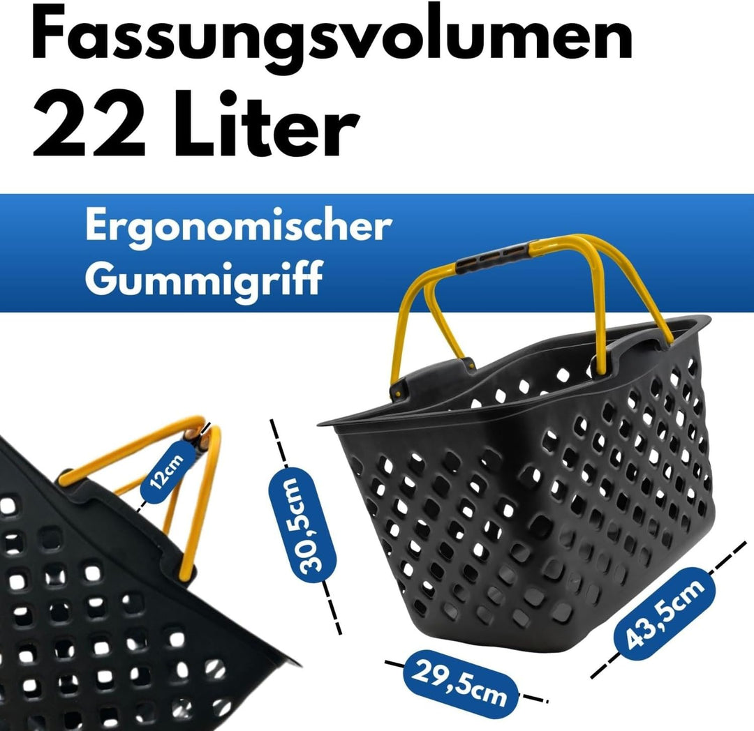 Einkaufskorb Shadow Style – 22L Kunststoff-Korb stapelbar – Mit 2 Tragebügeln für Laden &amp; Einkauf –