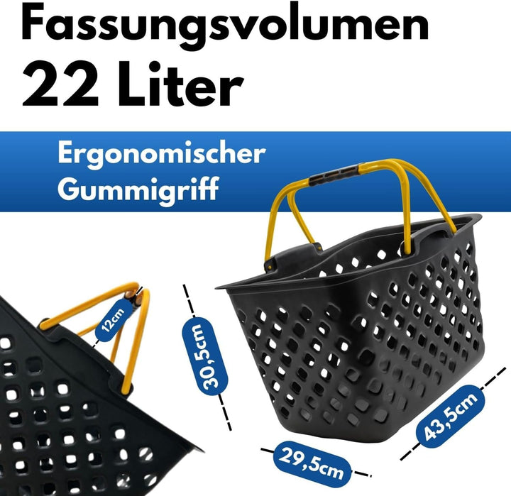 Einkaufskorb Shadow Style – 22L Kunststoff-Korb stapelbar – Mit 2 Tragebügeln für Laden &amp; Einkauf –