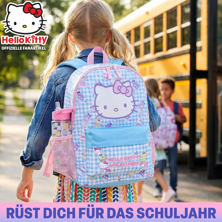 Get Trend Hello Kitty Sanrio Rucksack Kinder Set, Kinderrucksack &amp; Trinkflasche, 500ml Schule Sport