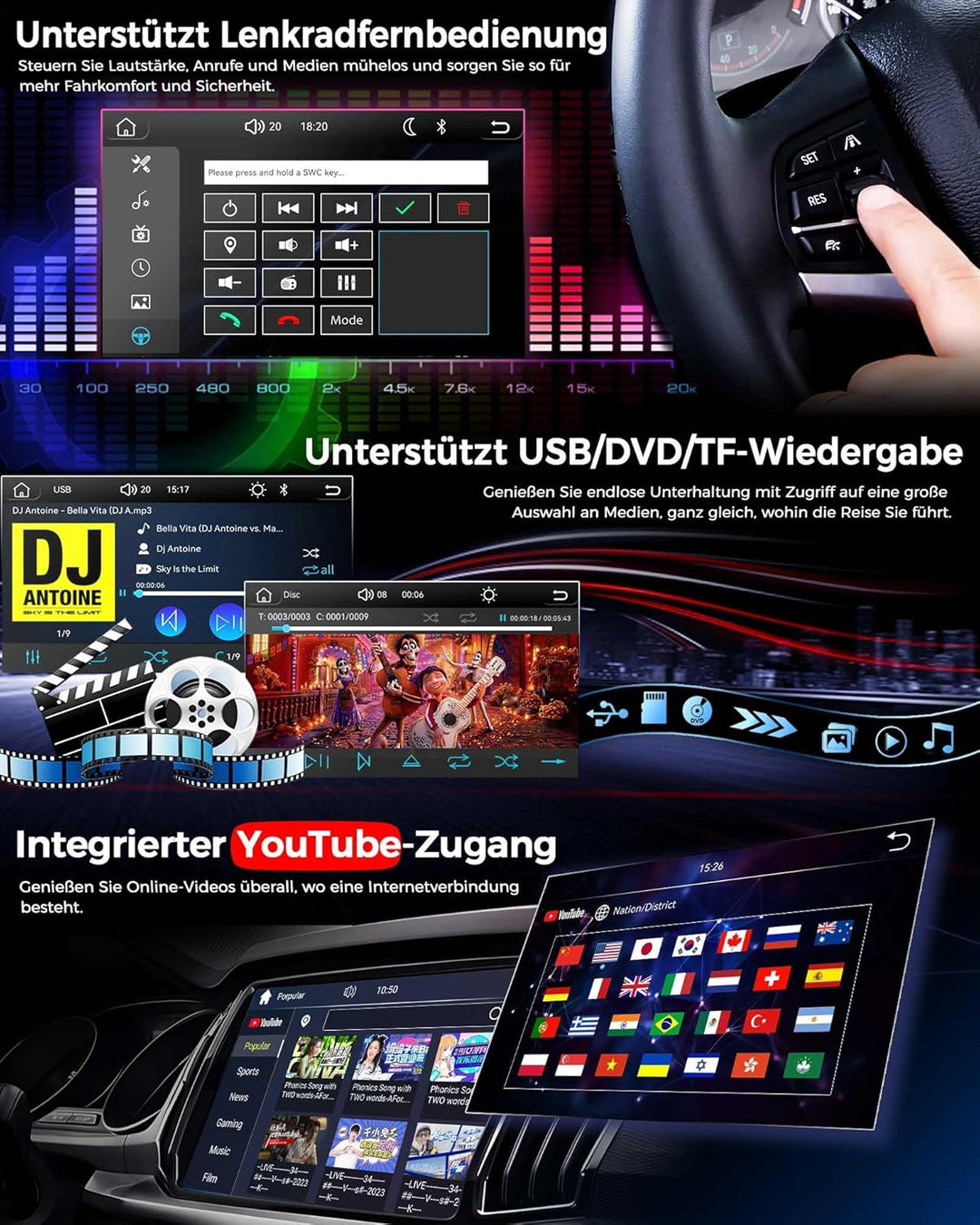 Erisin 9 Zoll 8-Kern 4GB RAM+64GB ROM Android 14 Autoradio Bluetooth mit GPS Navigation Für Skoda Oc