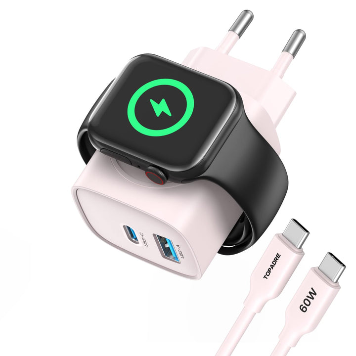 Apple Watch Ladegerät, 3-in-1 20W USB C iPhone Ladegerät PD 3,0 Schnellladegerät für Apple Watch 11/