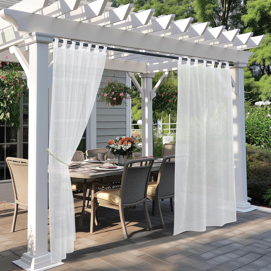 PONY DANCE Outdoorvorhänge mit Abnehmbaren Schlaufen Terrasse Vorhänge Transparent Leinenoptik Gardi