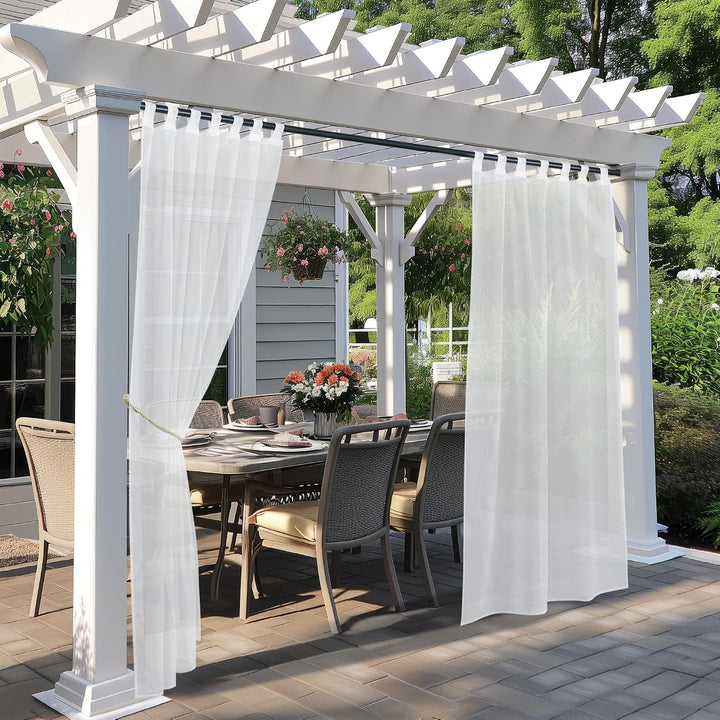PONY DANCE Outdoorvorhänge mit Abnehmbaren Schlaufen Terrasse Vorhänge Transparent Leinenoptik Gardi