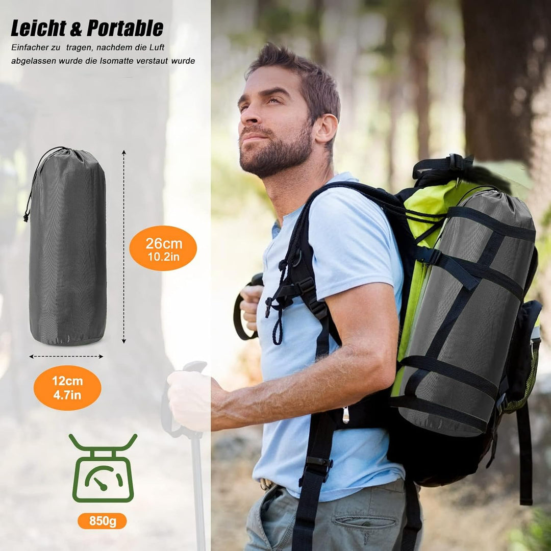 CALIYO Isomatte Camping – Verdickte Luftmatratze mit FusspressPumpe, Ultraleicht &amp; Wasserdicht | Int