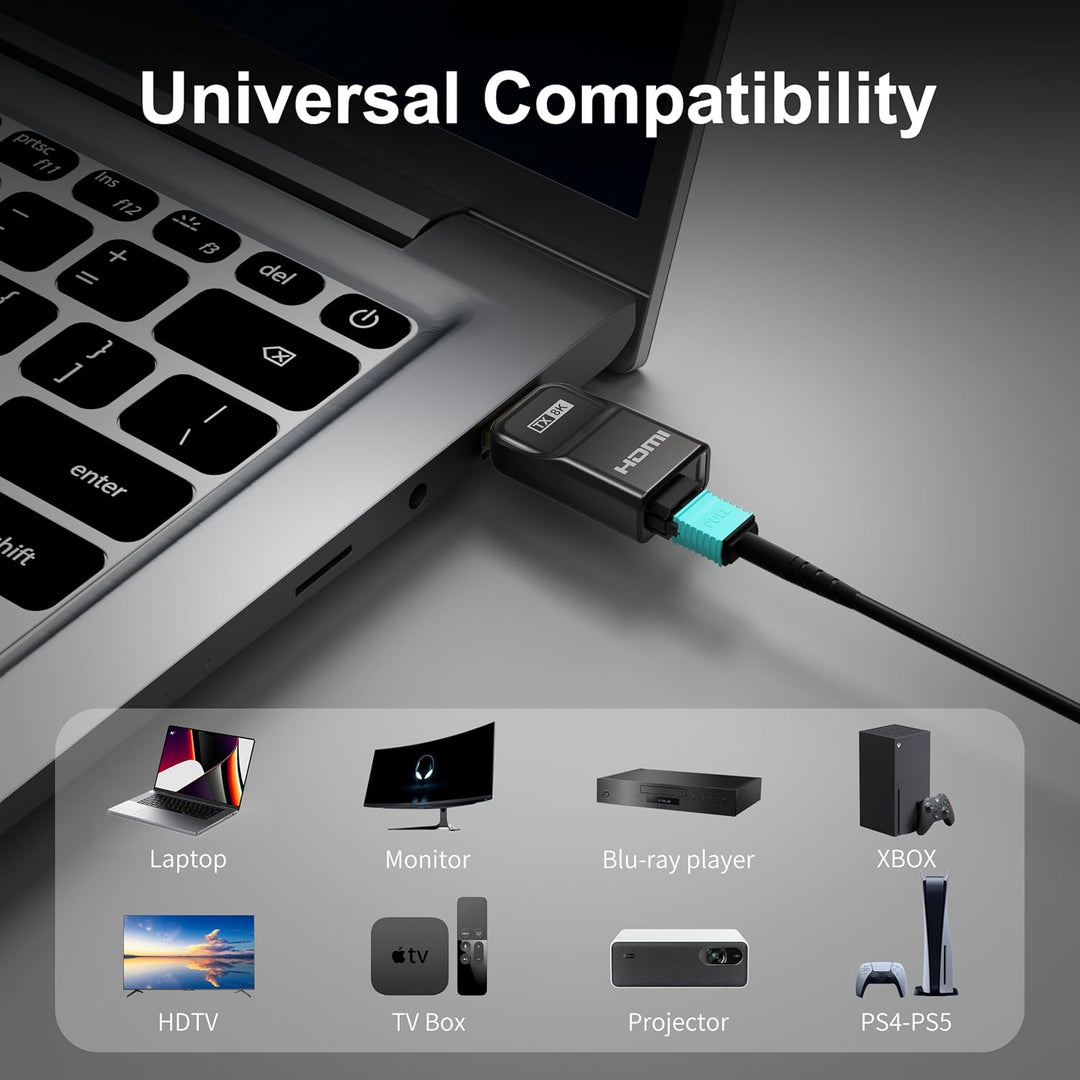RUIPRO 8K HDMI 2.1 Kabel mit abnehmbarem Stecker aus reiner Glasfaser, 200 m, armiert, Ultra High Sp