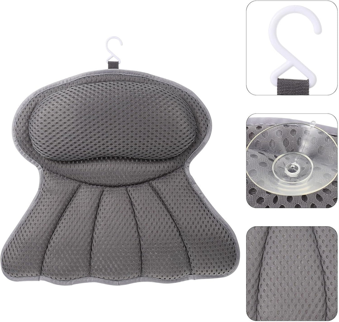 Badewannenkissen mit 6 Saugnäpfen, 4d Netzstoff, Polyester