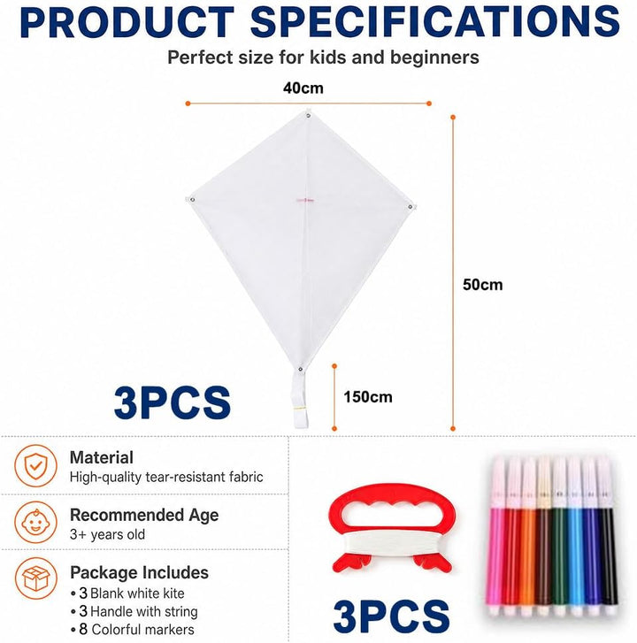 RANJIMA DIY Drachen Set, DIY Blank Drachen für Kinder &amp; Erwachsene 6, 6
