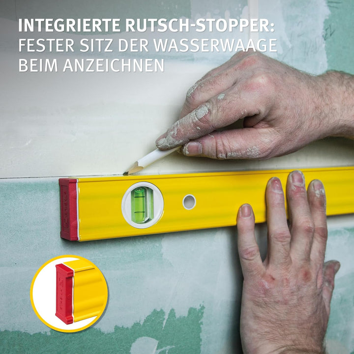 STABILA Wasserwaage Type 80 AS, 90 cm, verstärktes Alu-Profil, 1 Horizontal-Libelle, 1 Vertikal-Libe