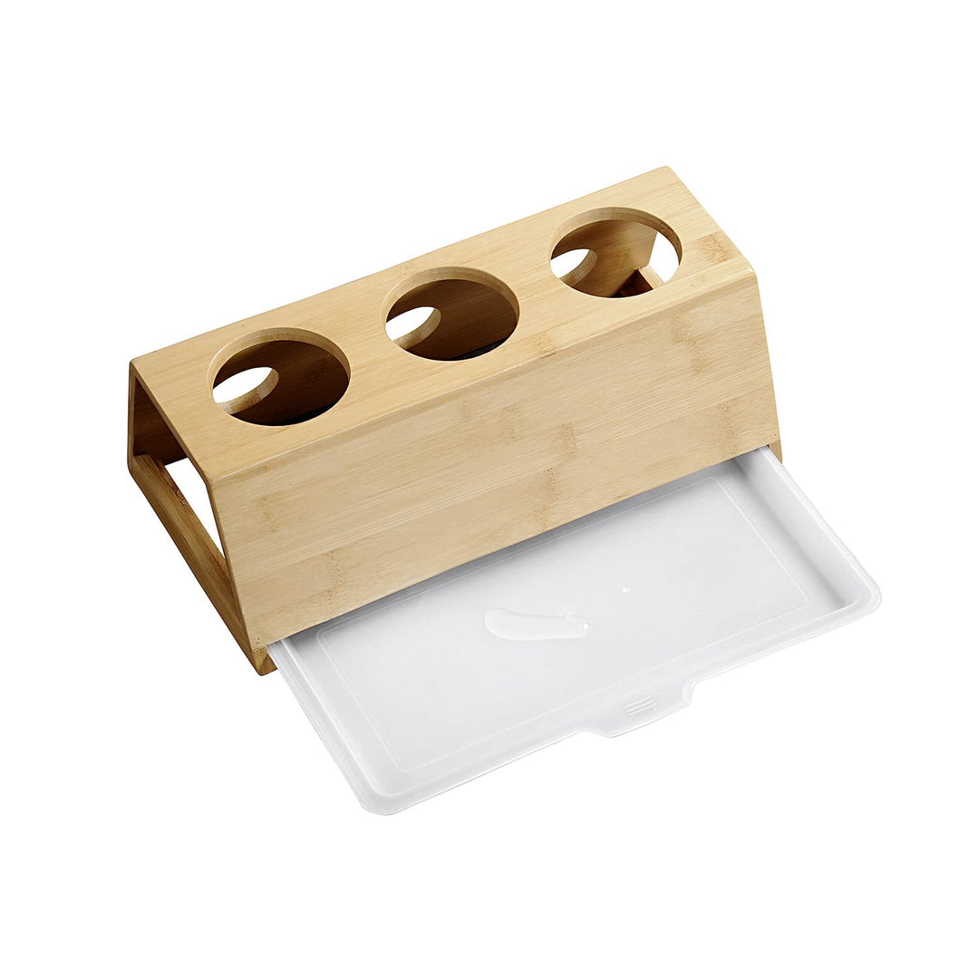 Kesper Flaschenhalter für 3 Flaschen aus Bambus in der Farbe Natur, Masse: 32cm x 17,5cm x 12cm, 586