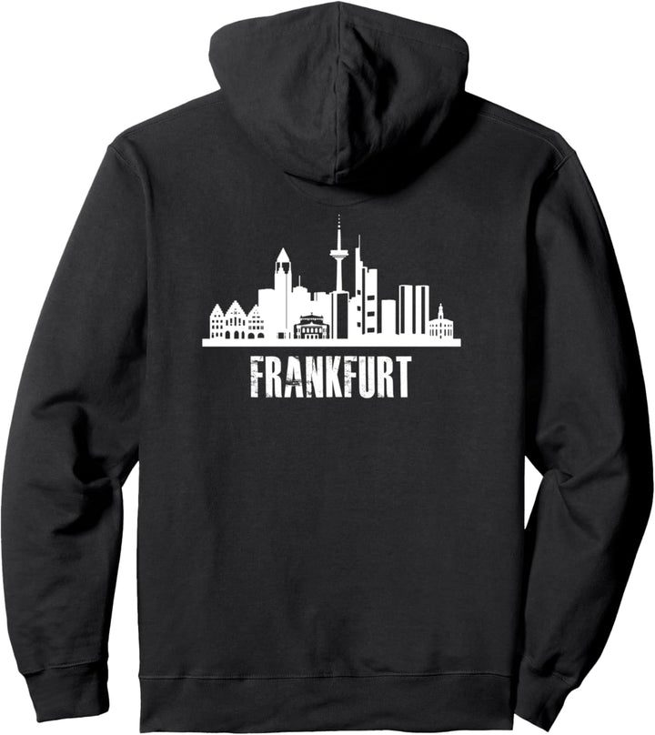 Backprint Frankfurt Stadt Silhouette und Skyline Innenstadt Pullover Hoodie