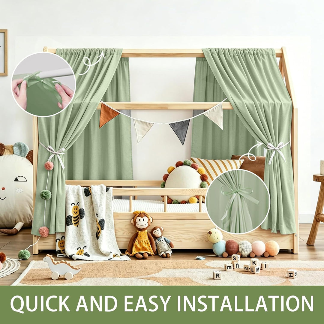 Hausbett Himmel, 2 Stück Betthimmel Hausbett Musselin, Baldachin Kinderzimmer Stoffhimmel für Hausbe
