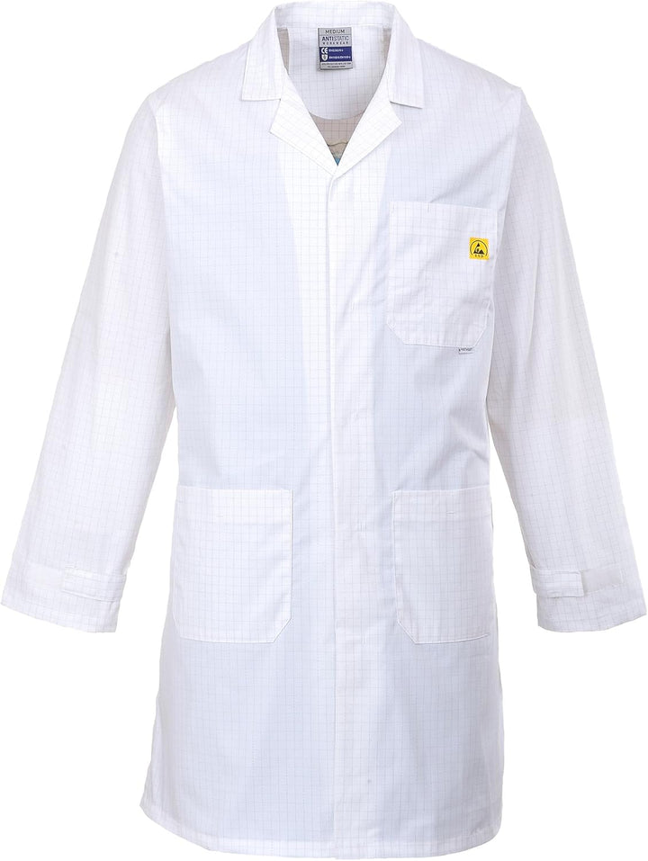 Anti Static Coat, colorWhite talla Large L Weiss, L Weiss