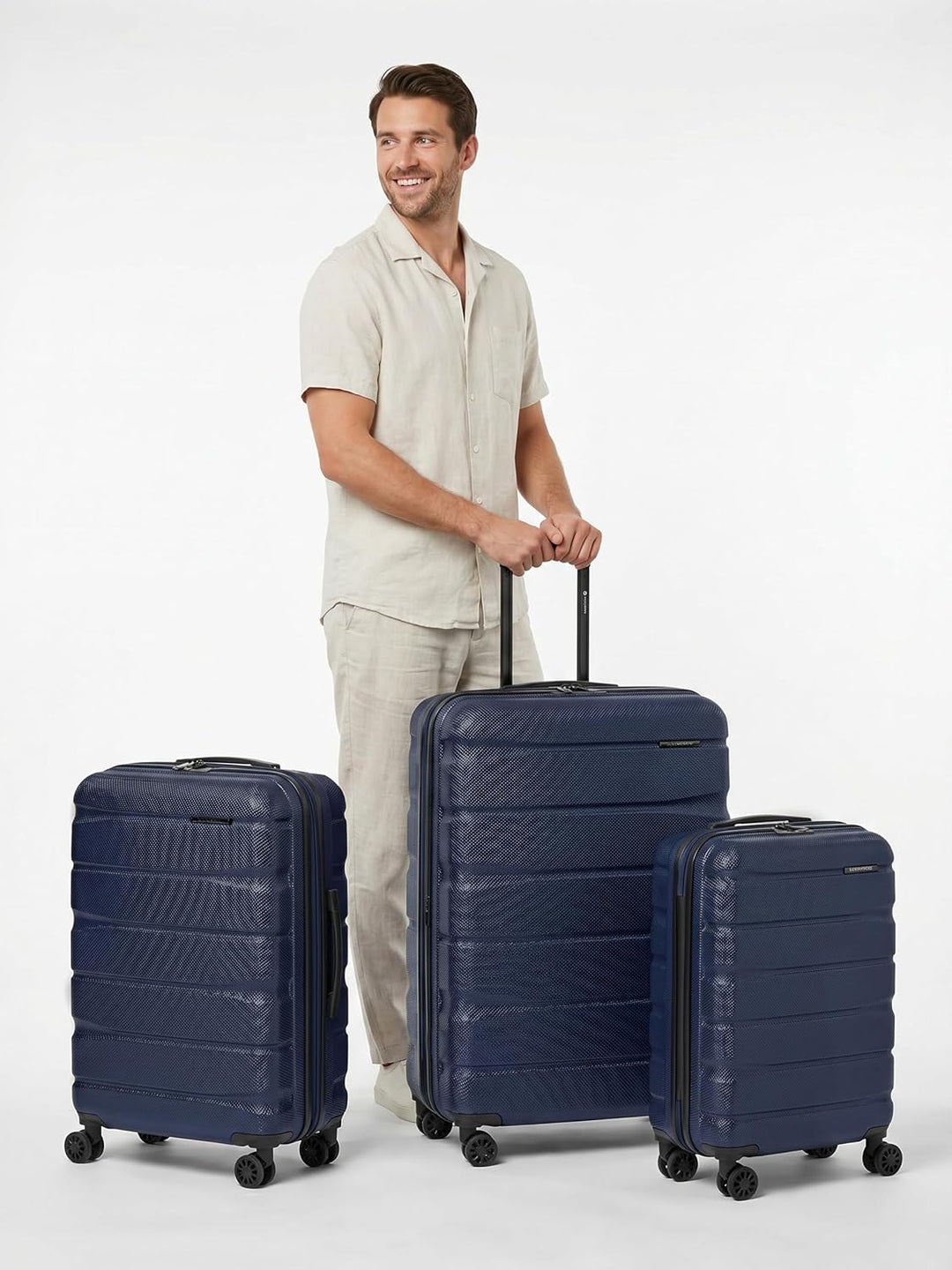 Franky Munich 4.0 Koffer Set | Trolley Hartgepäck - Handgepäck Koffer mit 4 Rollen Einer Dehnfalte,