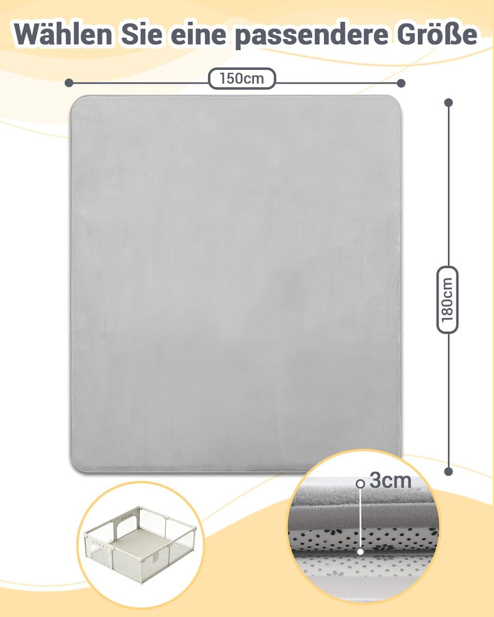 Dicke Krabbelmatte Baby 150×180×3cm,Schaumfüllung Teppich Spielmatte Baby,Rutschfester Unterseite&amp;We