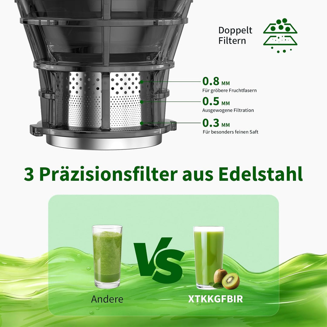 SJ-065 Entsafter Slow Juicer, 400W, 152 mm XL-Einfüllschacht Titanium Gray, Titanium Gray